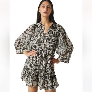 Misa Los Angeles Mita Black & Black Shirt dress  Medium